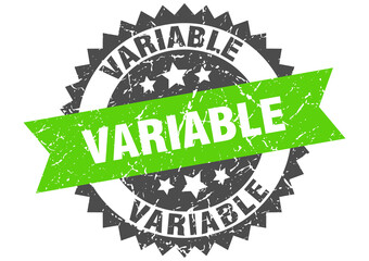 variable stamp. grunge round sign with ribbon