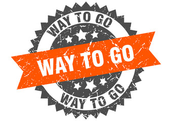 way to go stamp. grunge round sign with ribbon