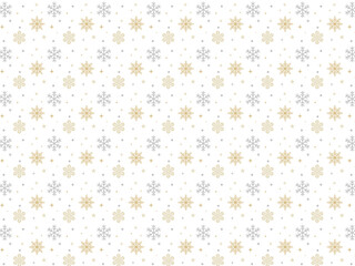 雪の結晶　シームレス背景　壁紙　金銀