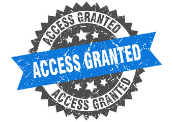 access granted stamp. grunge round sign with ribbon