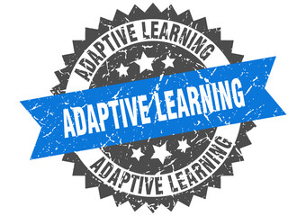 adaptive learning stamp. grunge round sign with ribbon