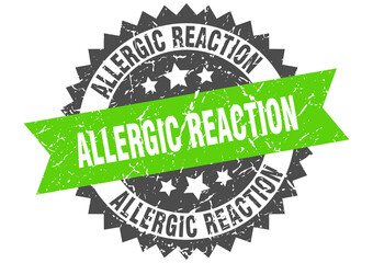 Obraz premium allergic reaction stamp. grunge round sign with ribbon