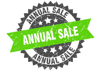 Obraz premium annual sale stamp. grunge round sign with ribbon