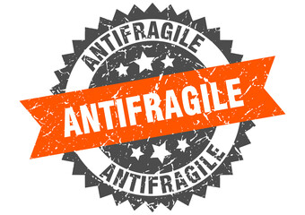 antifragile stamp. grunge round sign with ribbon