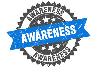 Obraz premium awareness stamp. grunge round sign with ribbon