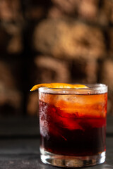 Negroni cocktail at the bar.