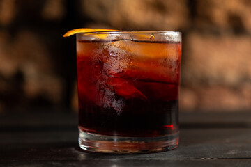 Negroni cocktail at the bar.