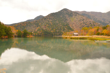 Fototapeta premium 奥日光湯元 湯ノ湖紅葉