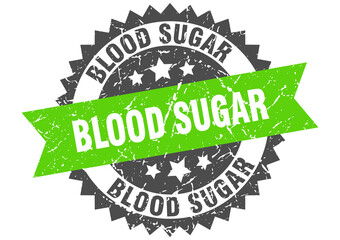 blood sugar stamp. grunge round sign with ribbon