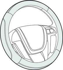 Professional Steering Wheel Cover Vector / Line Drawing. Icon, Logo, Design, Element
