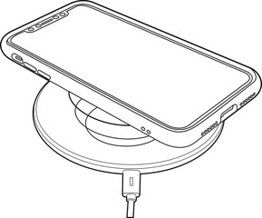 Professional Wireless Phone Charger Vector / Line Drawing. Icon, Logo, Design, Element