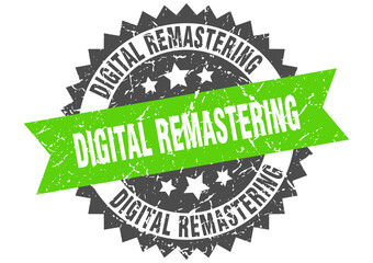 Obraz premium digital remastering stamp. grunge round sign with ribbon