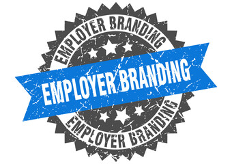employer branding stamp. grunge round sign with ribbon