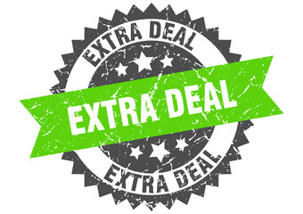 extra deal stamp. grunge round sign with ribbon