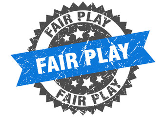 fair play stamp. grunge round sign with ribbon