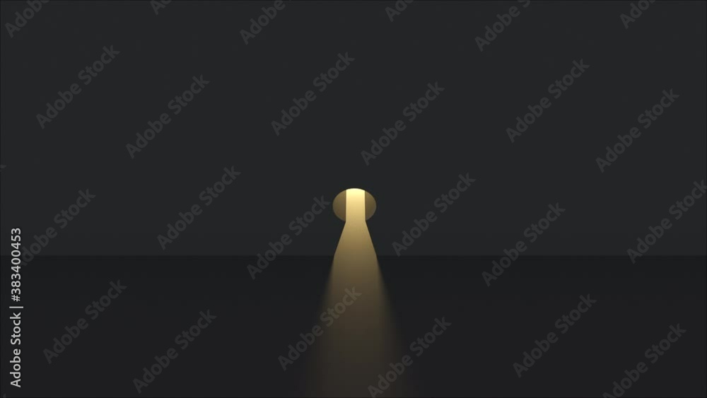Poster wall with the doorway like the large keyhole. computer generated abstract backdrop, 3d rendering