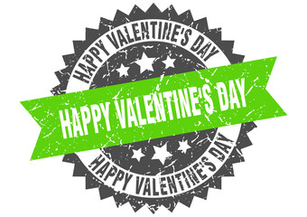 happy Valentine's day stamp. grunge round sign with ribbon