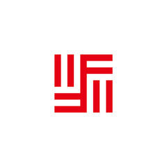 abstract letter ff circle geometric line square logo vector