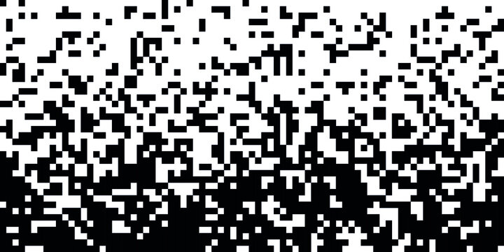 Abstract pixel gradient background. The pixels are scattered. Black and White Random Pixels Pattern.  Vector Illustration.