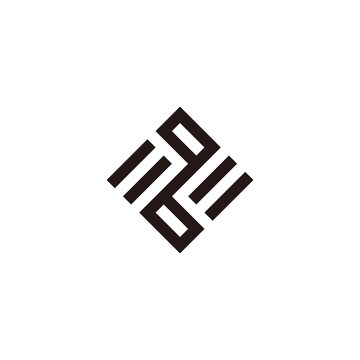 letter qb simple geometric line art square logo vector