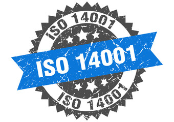 iso 14001 stamp. grunge round sign with ribbon