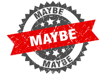 maybe stamp. grunge round sign with ribbon