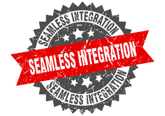 seamless integration stamp. grunge round sign with ribbon