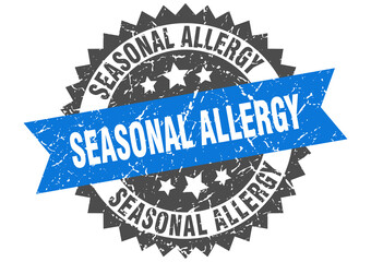 seasonal allergy stamp. grunge round sign with ribbon