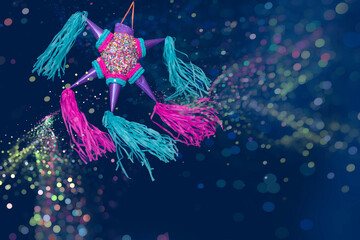 Colores vibrantes: La piñata mexicana ilumina las fiestas - obrazy, fototapety, plakaty
