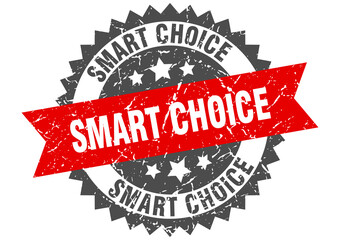 smart choice stamp. grunge round sign with ribbon