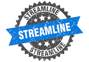 streamline stamp. grunge round sign with ribbon