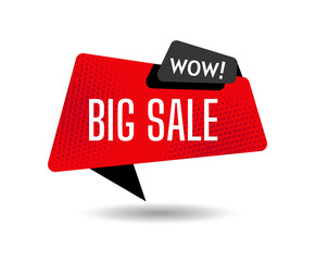 Black Friday big sale banner template. Retro design element dialog cloud, halftone dot background. Advertising sign banner of sale, promotion. Isolated vector illustration