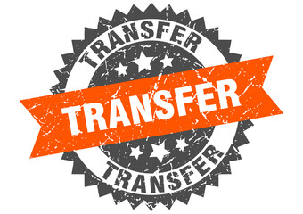 transfer stamp. grunge round sign with ribbon