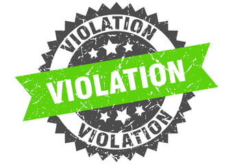 violation stamp. grunge round sign with ribbon