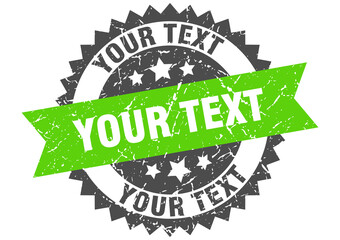 Obraz premium your text stamp. grunge round sign with ribbon