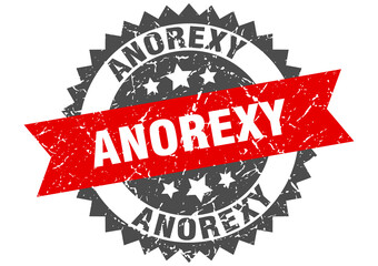 anorexy stamp. grunge round sign with ribbon