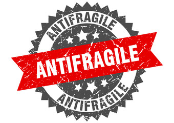 antifragile stamp. grunge round sign with ribbon