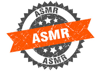 asmr stamp. grunge round sign with ribbon