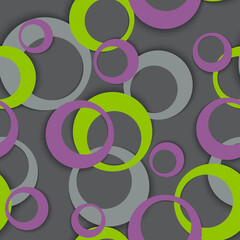 Circle rings geometric seamless pattern, round shapes