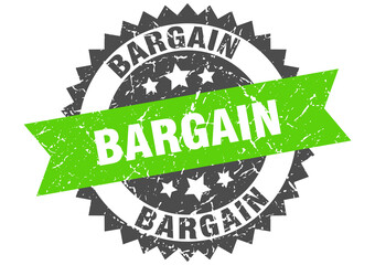 bargain stamp. grunge round sign with ribbon