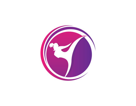 women kickboxing symbol logo design illustration.