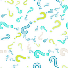 Quiz seamless pattern. Question marks, doubt, faq