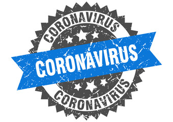 coronavirus stamp. grunge round sign with ribbon