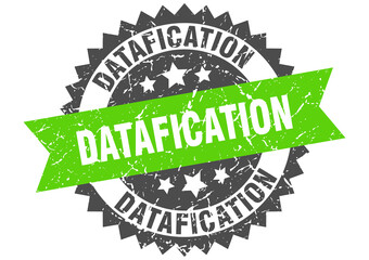 Obraz premium datafication stamp. grunge round sign with ribbon