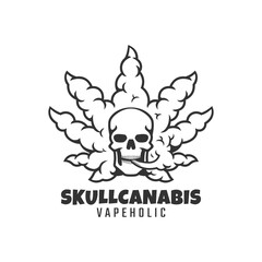 skull cannabis smoke. vape logo.
