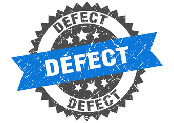 defect stamp. grunge round sign with ribbon