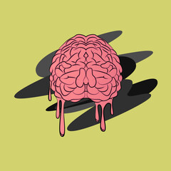 Image of human organs in the style of leaking paint. Brain. Images intended for art, medicine, and more.