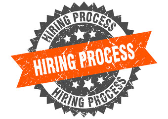 hiring process stamp. grunge round sign with ribbon