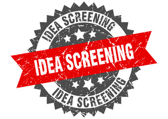 idea screening stamp. grunge round sign with ribbon