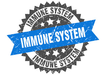 Obraz premium immune system stamp. grunge round sign with ribbon